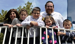 The Boshnack family (from left): Shira, Gitty, Levi, Rabbi Reuven, Chumie and Shimmy. 