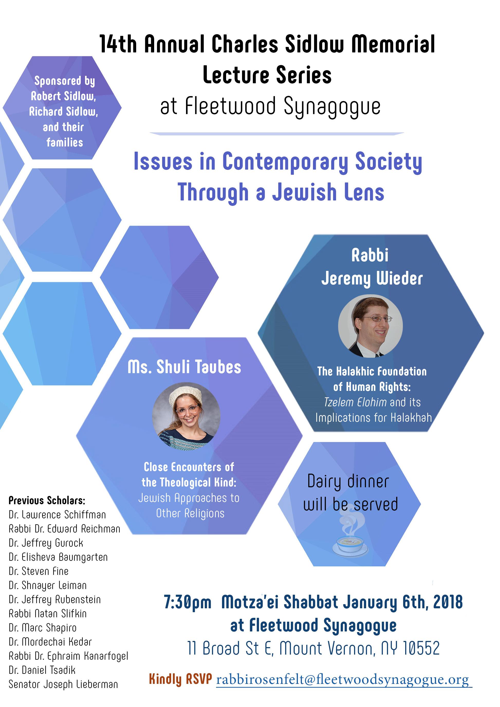 Fleetwood Synagogue Sidlow Memorial Lecture