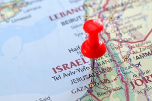 Map of Israel with Pushpin