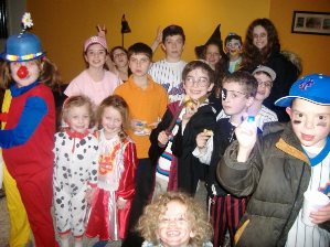 Children celebrating Purim at Congregation Ahavat Achim.