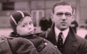 Sir Nicholas Winton with one of the children he saved. (National Archives)