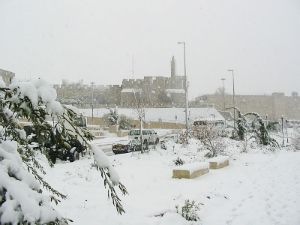 The holy city under a blanket of snow