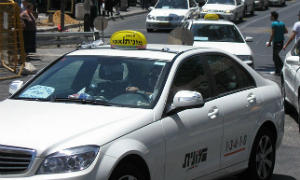 A familiar site in Jerusalem - taxi-lined streets