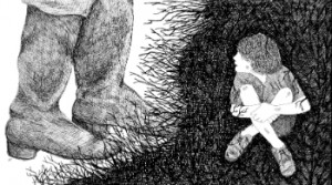 "Art by Vivien Mildenberger. Reproduced, with permission, from Running from Giants: The Holocaust Through the Eyes of a Child."